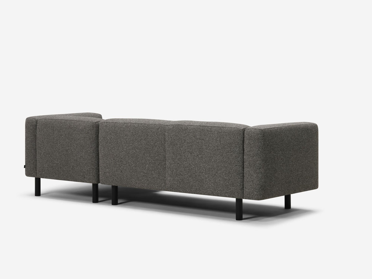 Catrin Peppercorn Fabric - Right Hand Facing Chaise - Black Peg Legs