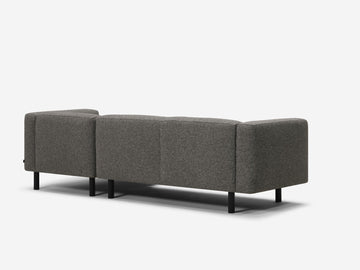 Catrin Peppercorn Fabric - Right Hand Facing Chaise - Black Peg Legs