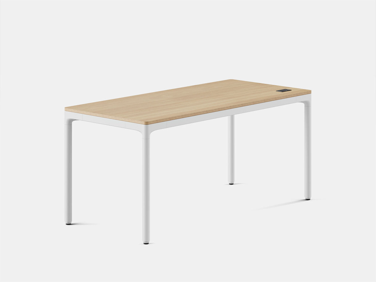 Four Leg Standing Desk – 59" x 27" / White / Woodgrain