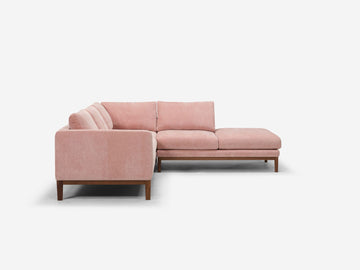 Valley Blossom with a Walnut Base - Right Hand Facing Backless Chaise