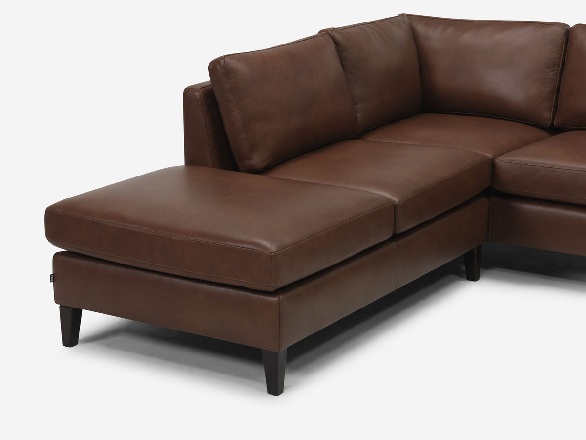 Left Hand Facing Backless Chaise - Classic Mocha with Onyx Legs