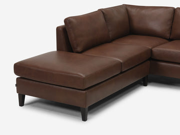 Left Hand Facing Backless Chaise - Classic Mocha with Onyx Legs