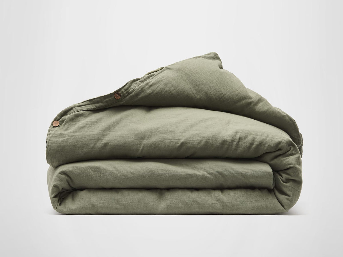 Silk & Snow Muslin Duvet Cover – Full/Queen / Eucalyptus