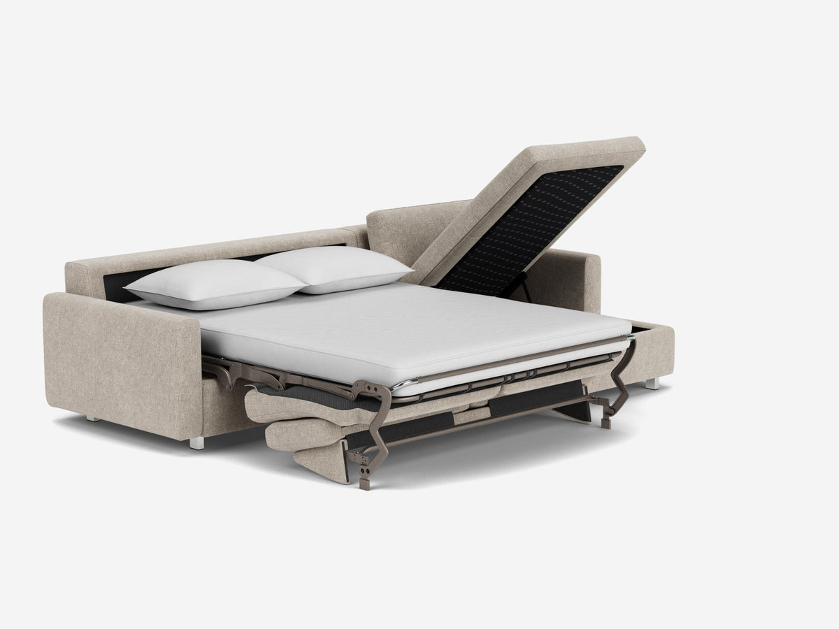 Polo Grey with Stainless Steel Legs - Narrow Arms - Double - Right Hand Facing Storage Chaise