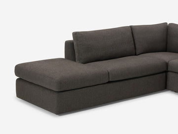 Onno Charcoal Warm Grey with No Additional Headrest - Wide Seat - Left Hand Facing Backless Chaise - Wide Track Arm