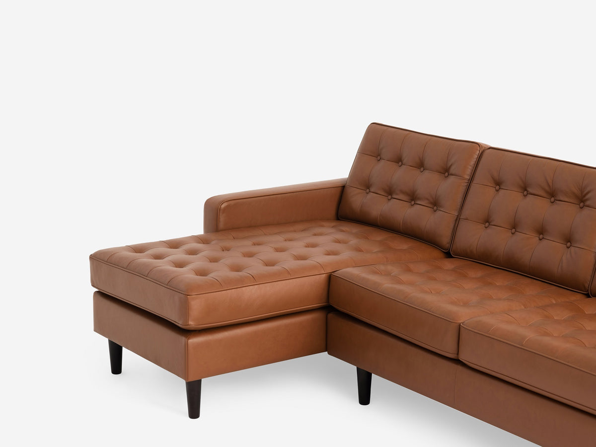 Classic Sahara with Black Ash Legs - Left Hand Facing Chaise - Low Arm Height