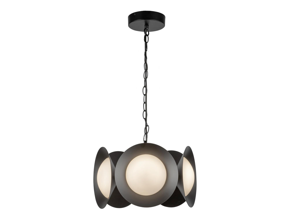 Cleo Chandelier – Black/Opal Glass – view 2