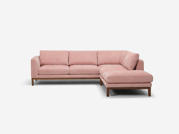 Valley Blossom with a Walnut Base - Right Hand Facing Backless Chaise