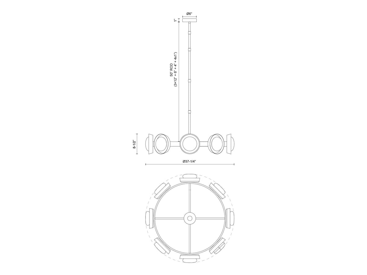 Alonso Chandelier – 37" / Urban Bronze – view 3