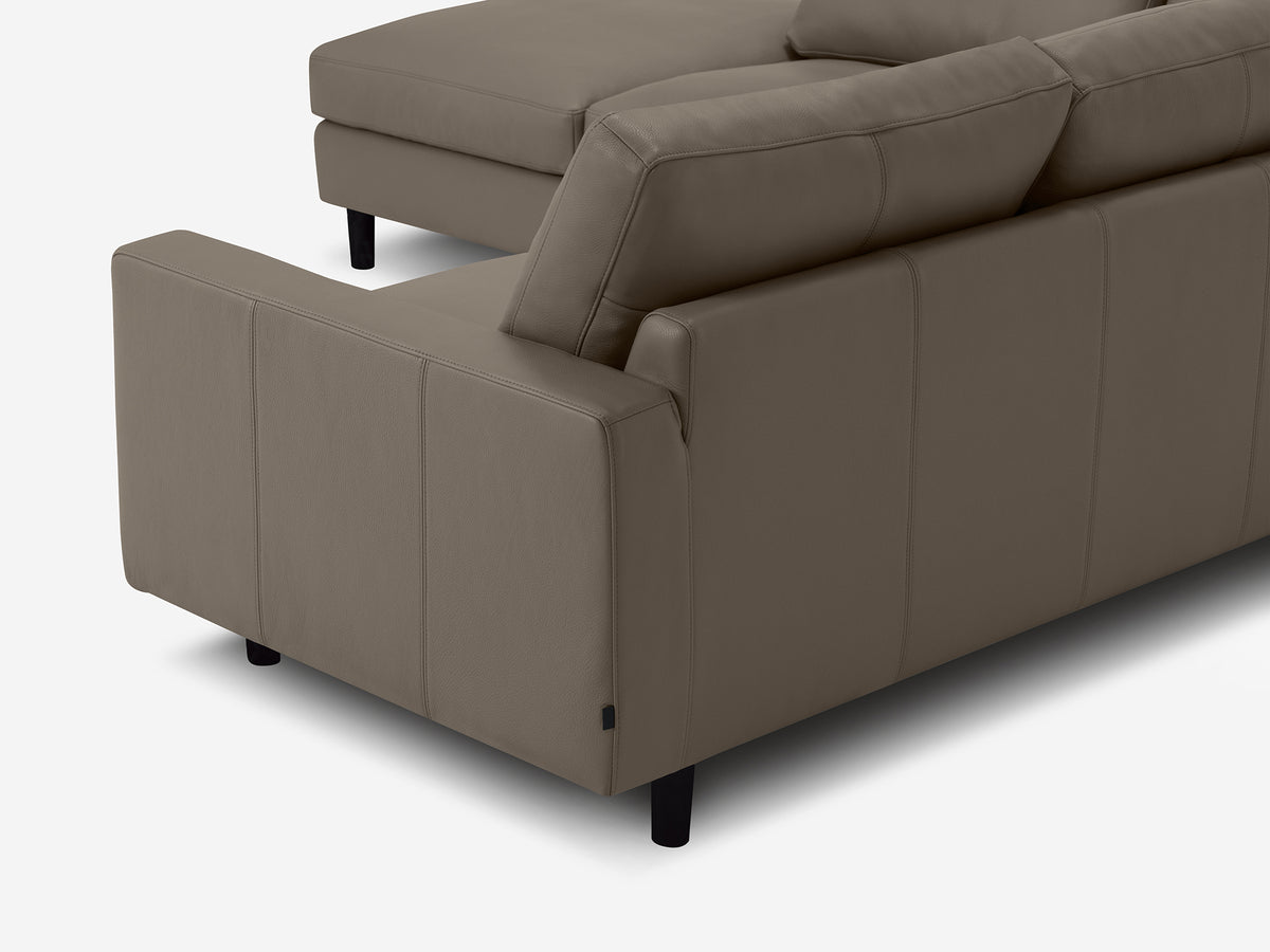 Donna Grey with Black Ash Legs - Left Hand Facing Backless Chaise