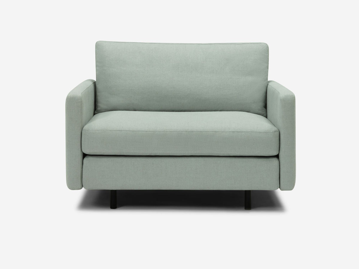Aspen Mist Fabric - Shallow (35") - 35.8" Seat Width - Narrow Arms - Metal Tubular Legs