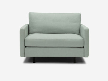 Aspen Mist Fabric - Shallow (35") - 35.8" Seat Width - Narrow Arms - Metal Tubular Legs