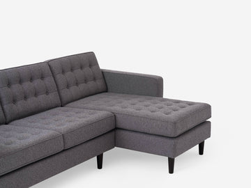 Jet Ash with Black Ash Legs - Right Hand Facing Chaise - Regular Arm Height
