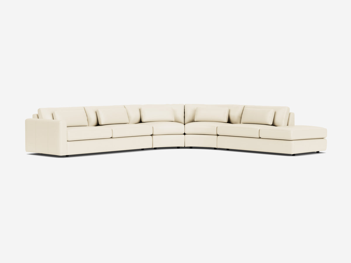 Broadway Alabaster Leather - Deep - Right Hand Facing Backless Chaise