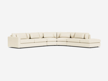 Broadway Alabaster Leather - Deep - Right Hand Facing Backless Chaise