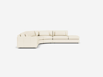 Broadway Alabaster Leather - Deep - Right Hand Facing Backless Chaise