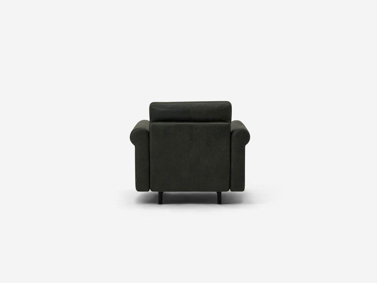 Elba Deep Green - Shallow (35") - 24" Seat Width - Roll Arms - Metal Tubular Legs