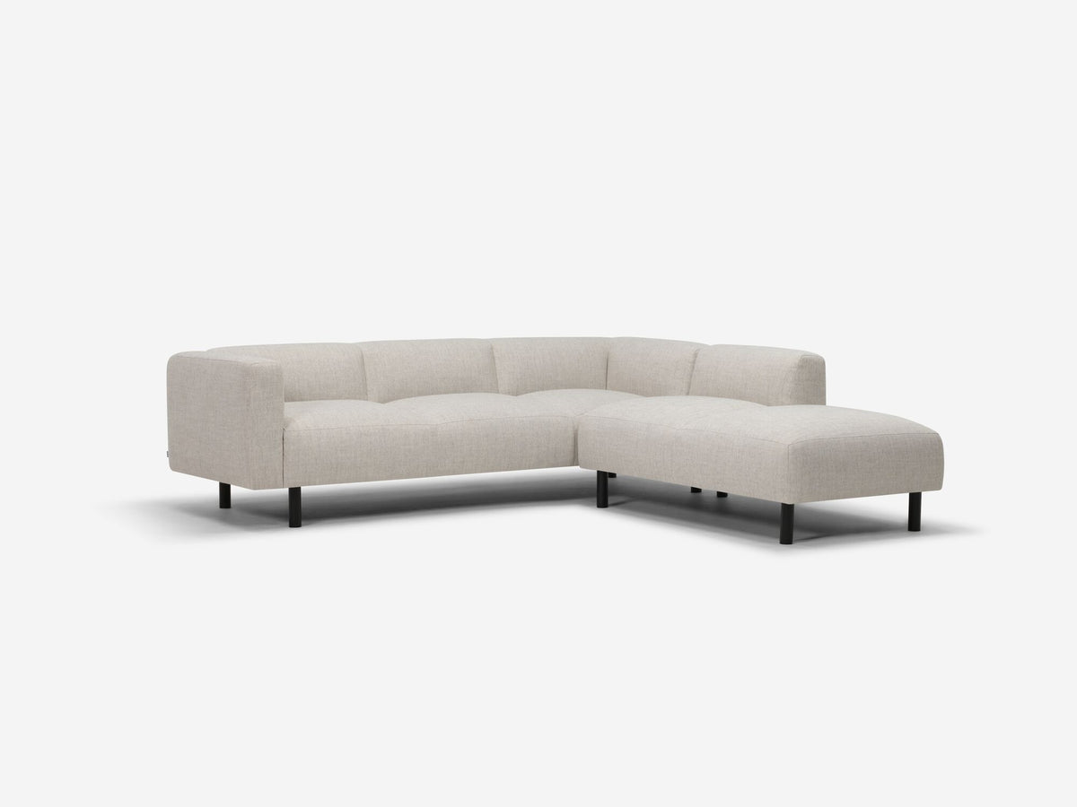 Arctic Pebble - Black Peg Legs - Right Hand Facing Backless Chaise