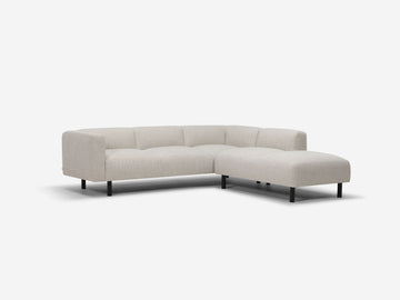 Arctic Pebble - Black Peg Legs - Right Hand Facing Backless Chaise