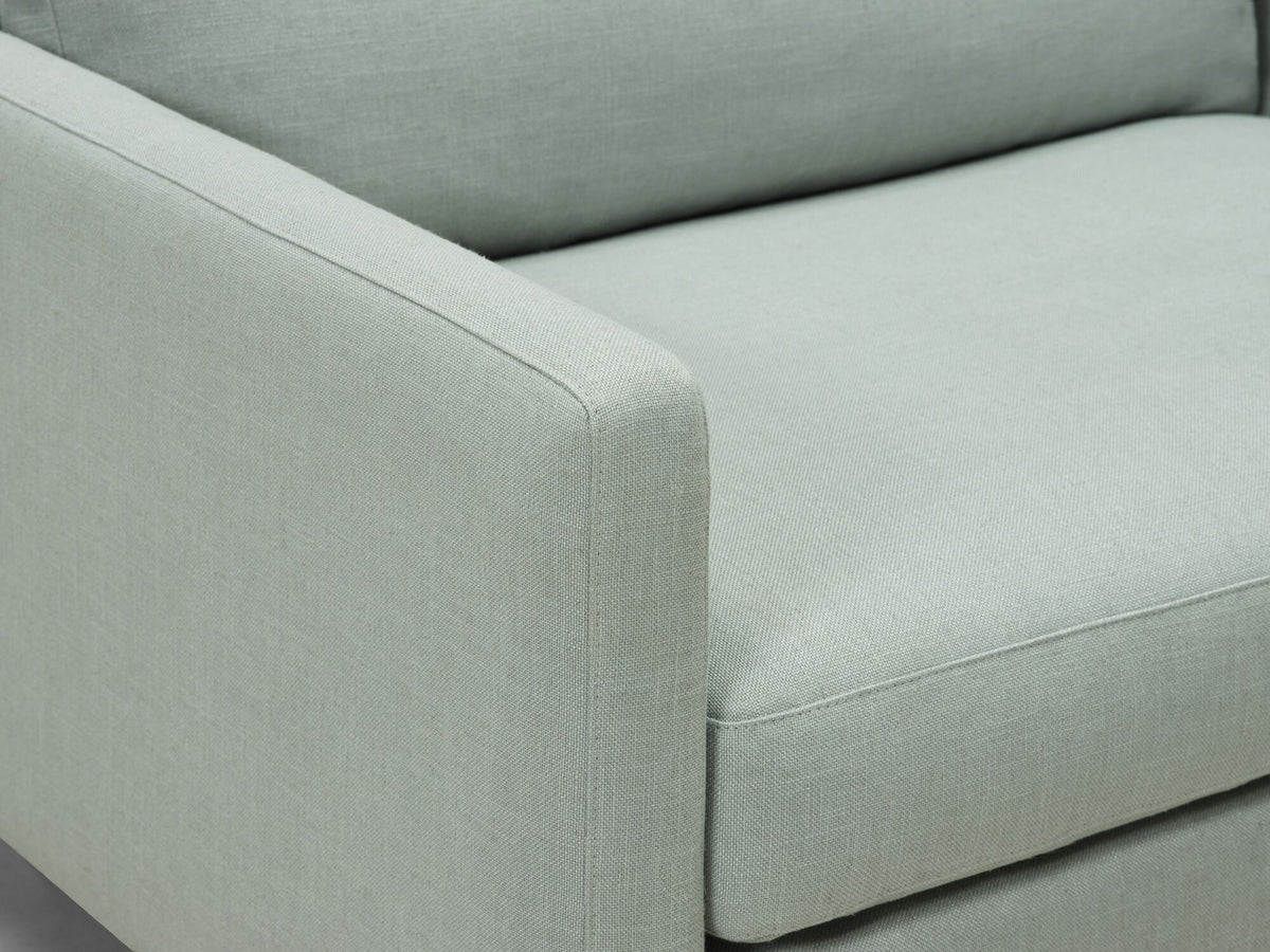 Aspen Mist Fabric - Shallow (35") - 35.8" Seat Width - Narrow Arms - Metal Tubular Legs