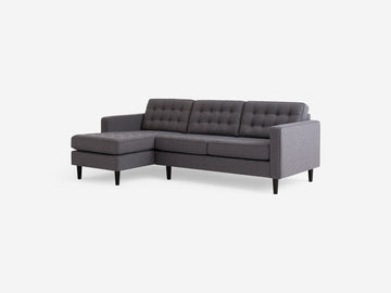 Jet Ash with Black Ash Legs - Left Hand Facing Chaise - Regular Arm Height