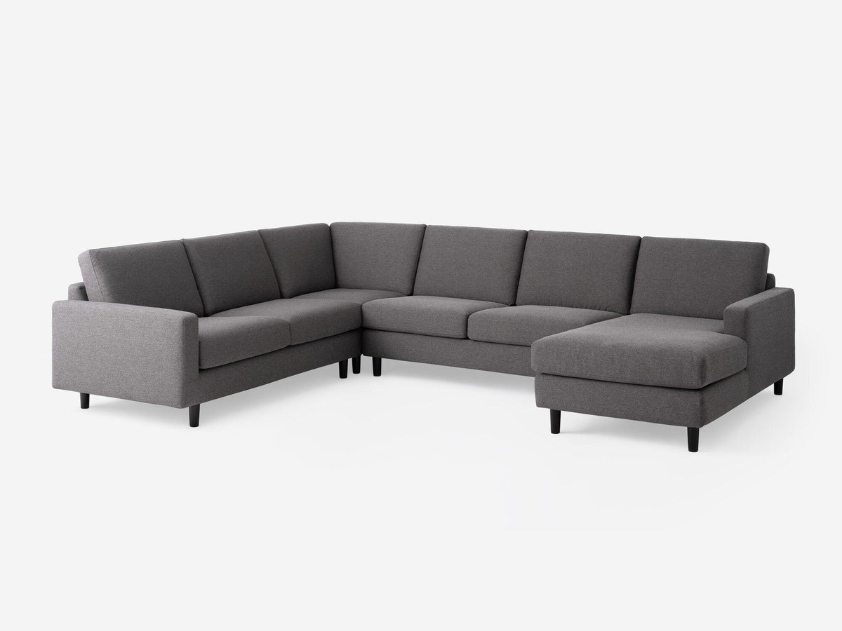 Grade 30 Panama Anthracite with Black Ash Legs - Right Hand Facing Chaise