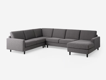 Grade 30 Panama Anthracite with Black Ash Legs - Right Hand Facing Chaise
