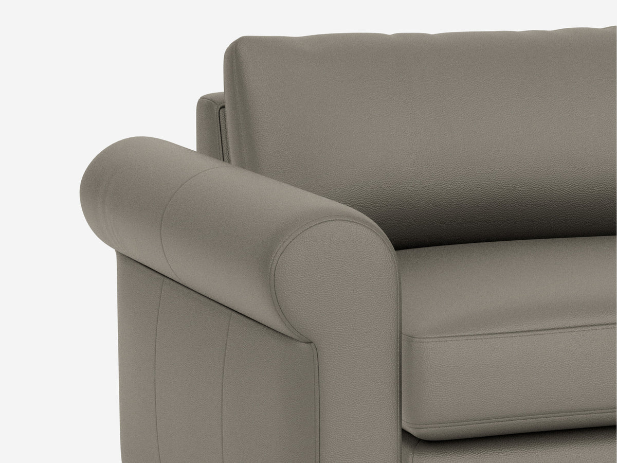 Rein Grey Leather - Shallow - 35 inch seat width - Roll Arms