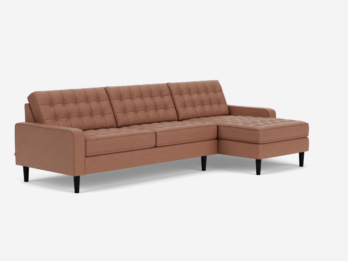 Ceder Burnt Orange with Black Ash Legs - Right Hand Facing Grand Chaise - Low Arm Height