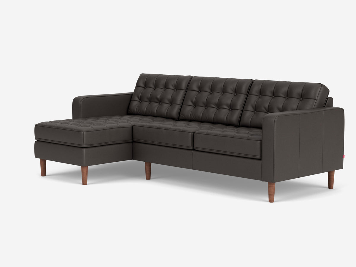 Evoque Ardesia with walnut Legs - Left Hand Facing Chaise - Regular Arm Height