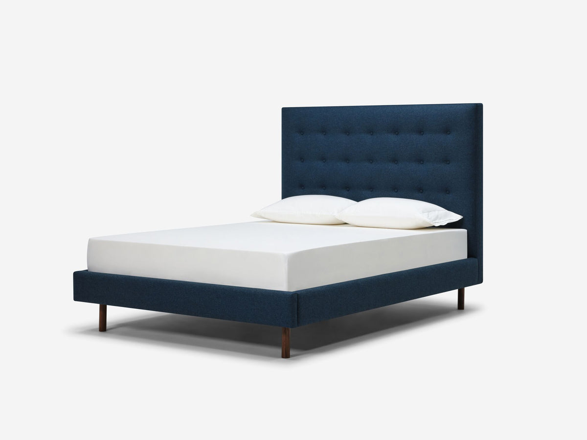 High - Square - Button Tufted - Lana Dark Turquoise - Walnut Legs