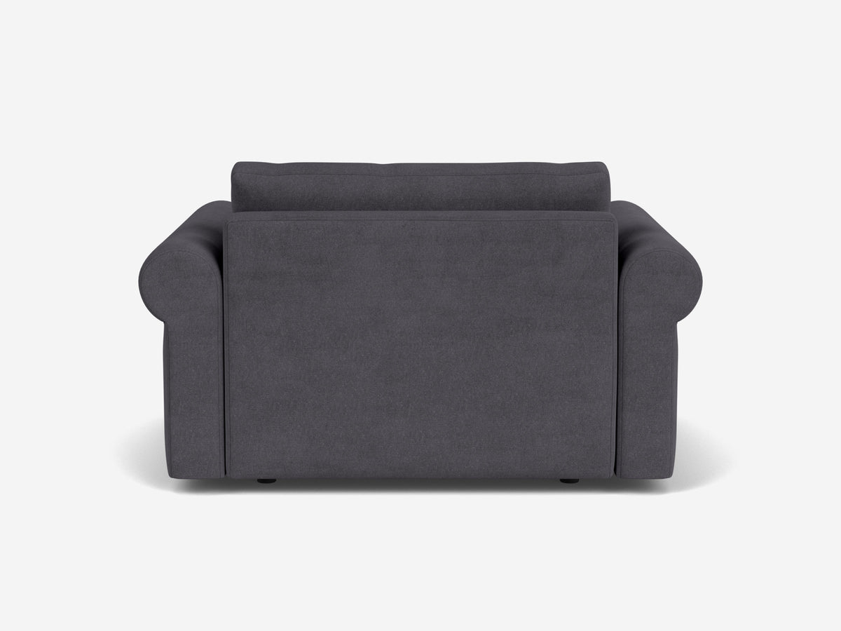 Jet Ash Fabric - Shallow - 35 inch seat width - Roll Arms