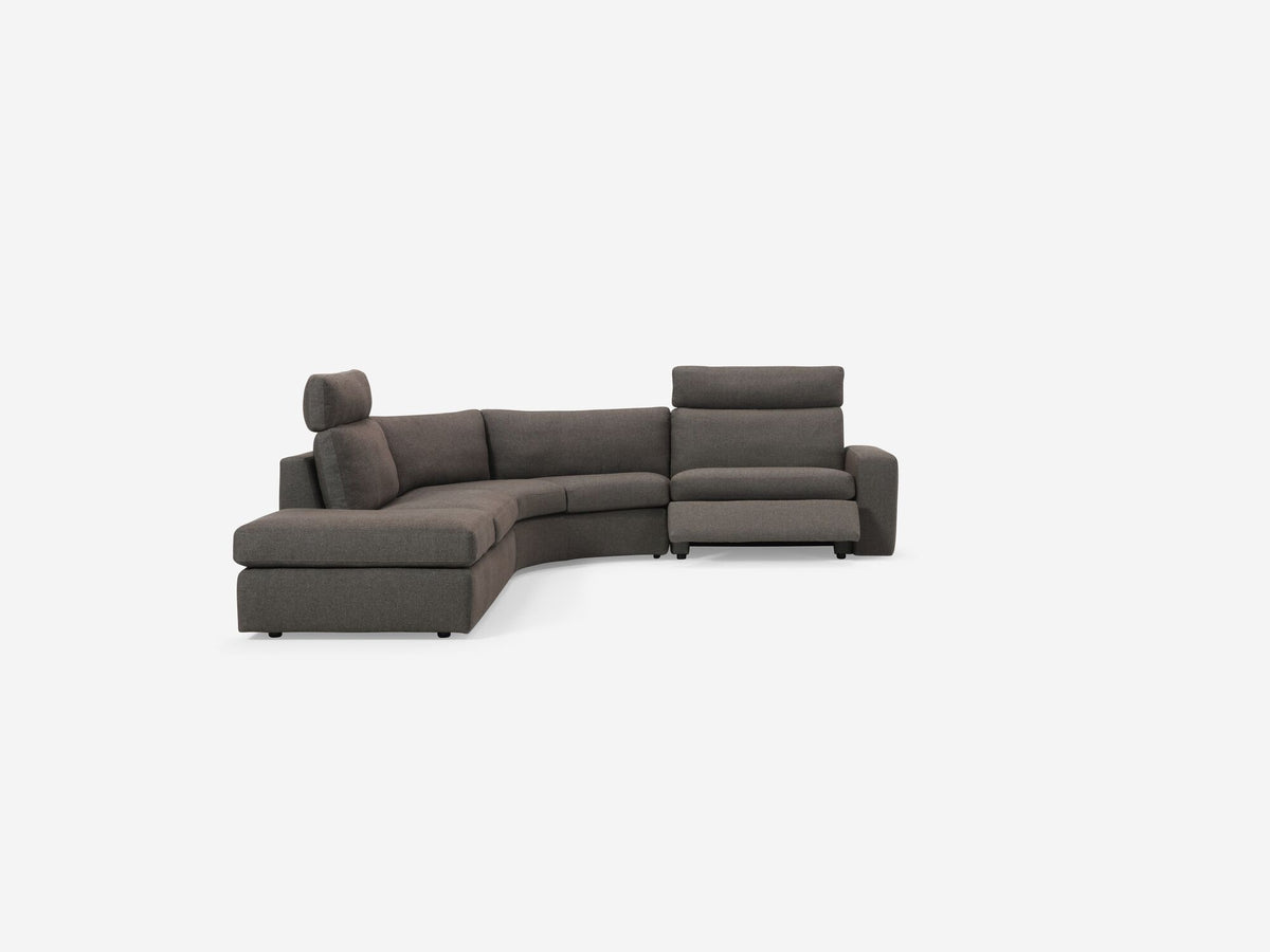 Onno Charcoal Warm Grey with Additional Headrest - Wide Seat - Left Hand Facing Backless Chaise - Wide Track Arm