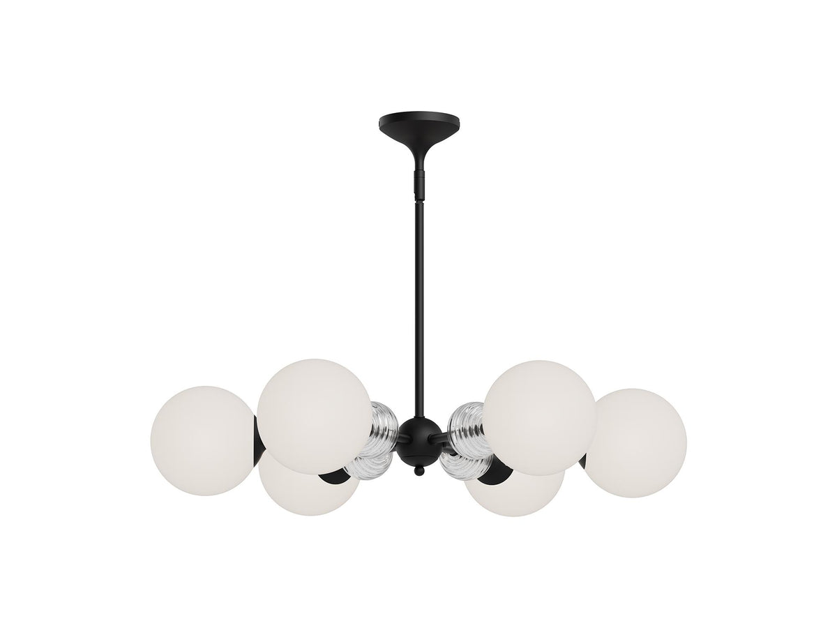Celia Chandelier – 6 Lights / Matte Black/Opal Glass