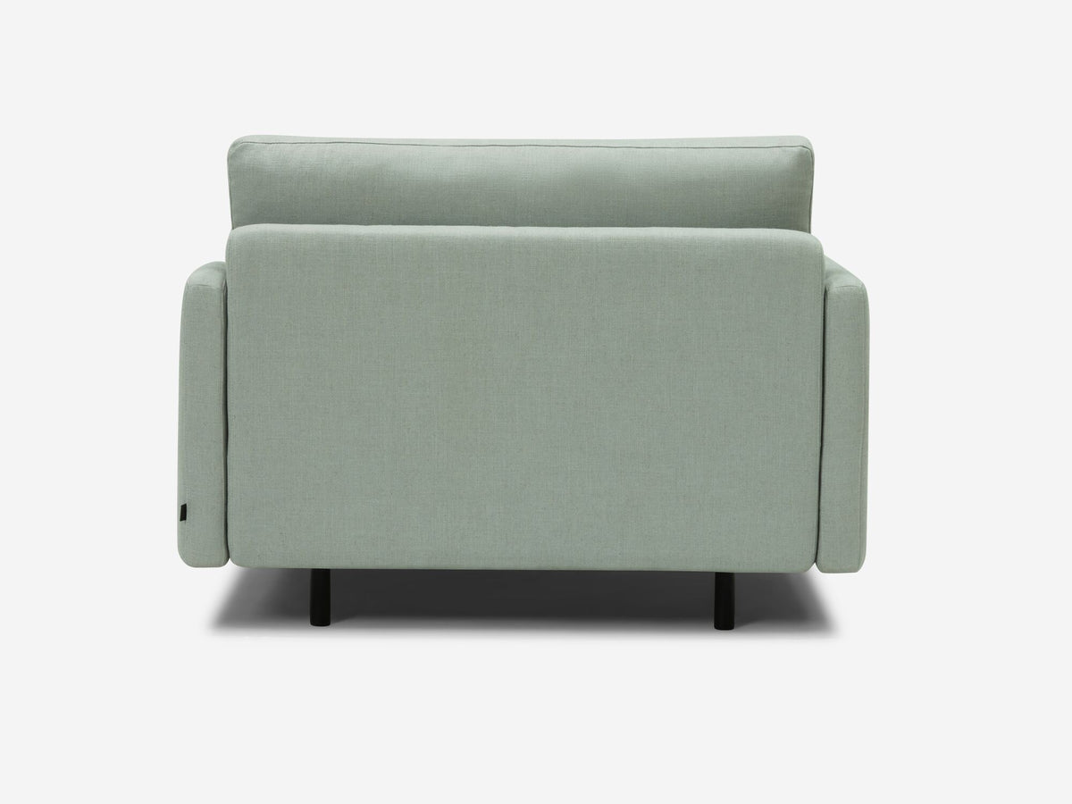 Aspen Mist Fabric - Shallow (35") - 35.8" Seat Width - Narrow Arms - Metal Tubular Legs