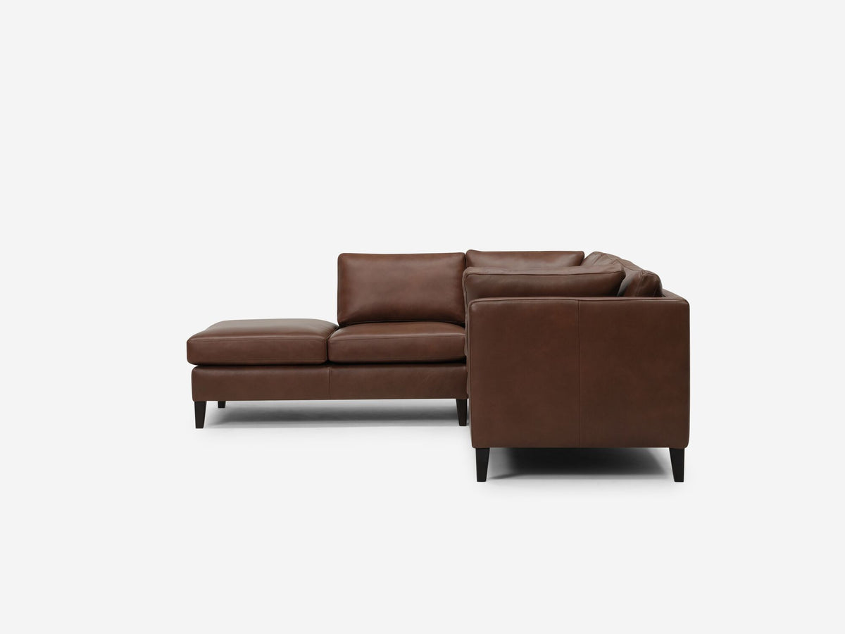 Left Hand Facing Backless Chaise - Classic Mocha with Onyx Legs