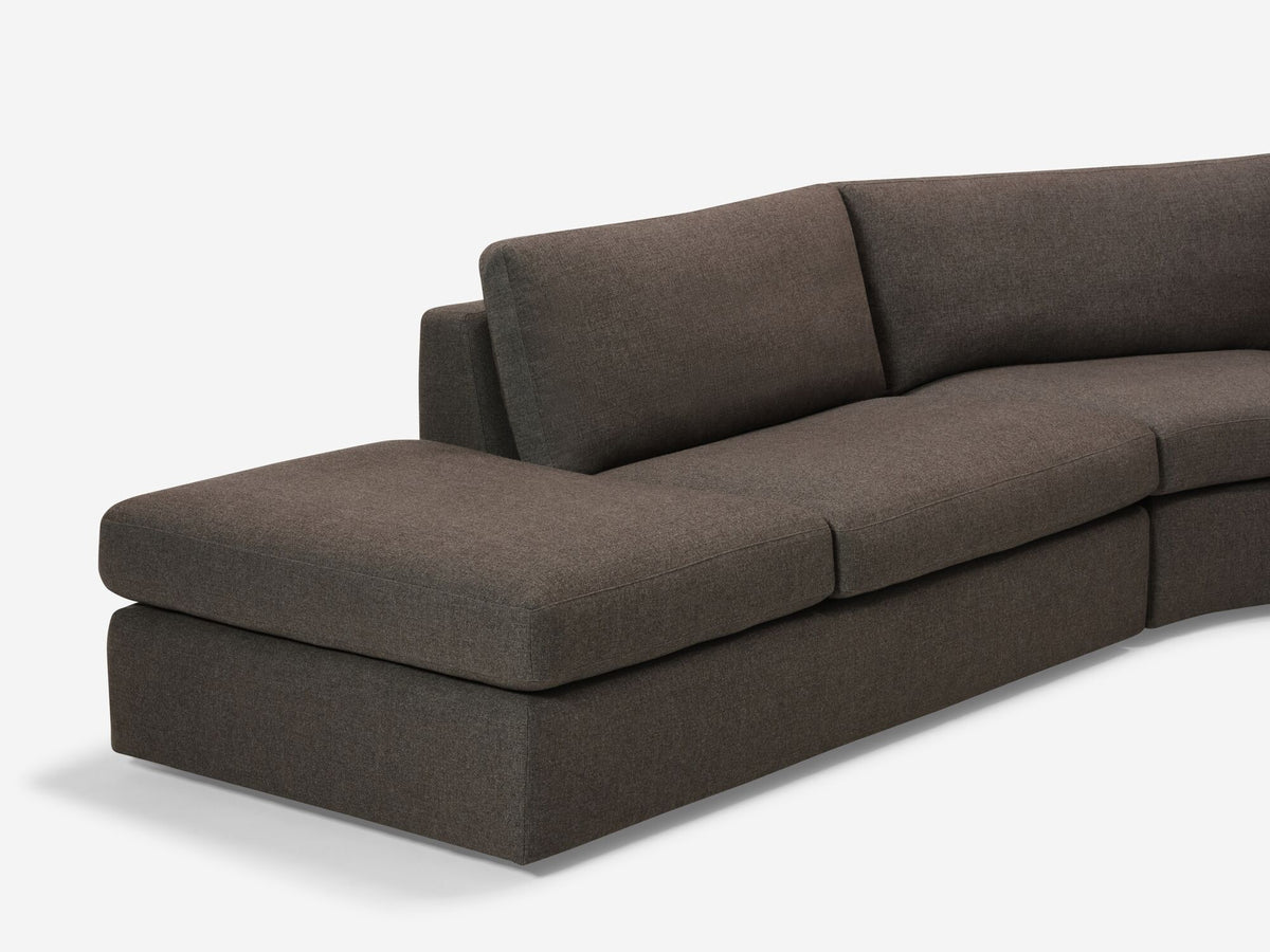 Onno Charcoal Warm Grey with No Additional Headrest - Wide Seat - Left Hand Facing Backless Chaise - Wide Track Arm