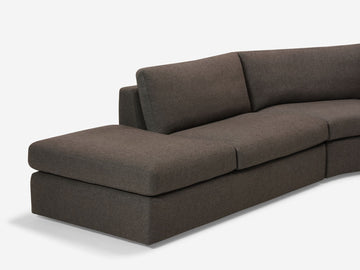 Onno Charcoal Warm Grey with No Additional Headrest - Wide Seat - Left Hand Facing Backless Chaise - Wide Track Arm