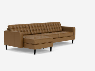 Rein Toast with Black Ash Legs - Left Hand Facing Grand Chaise - Regular Arm Height