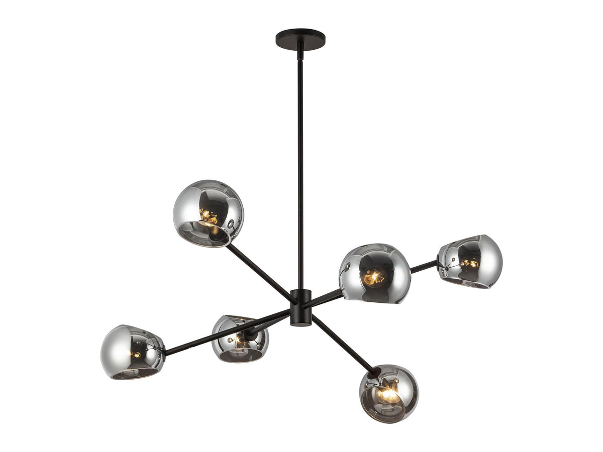 Willow Chandelier – 37" / Matte Black/Smoked Solid Glass
