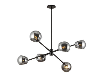 Willow Chandelier – 37" / Matte Black/Smoked Solid Glass