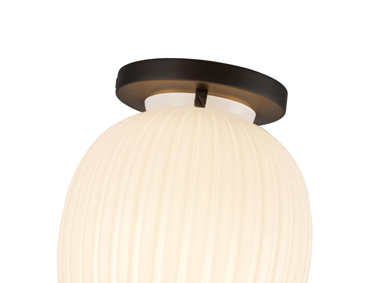 Cherise Semi-Flush Mount Light – Matte Black/Glossy Ribbed Opal Glass – view 2