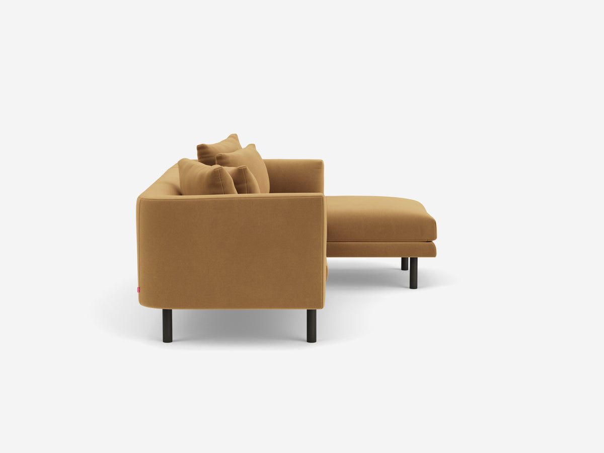 Arezzo Gold with Black Ash Legs - Right Hand Facing Chaise