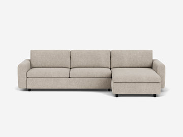 Polo Grey avec pattes en chêne noir - accoudoirs standard - méridienne droitière - méridienne avec rangement