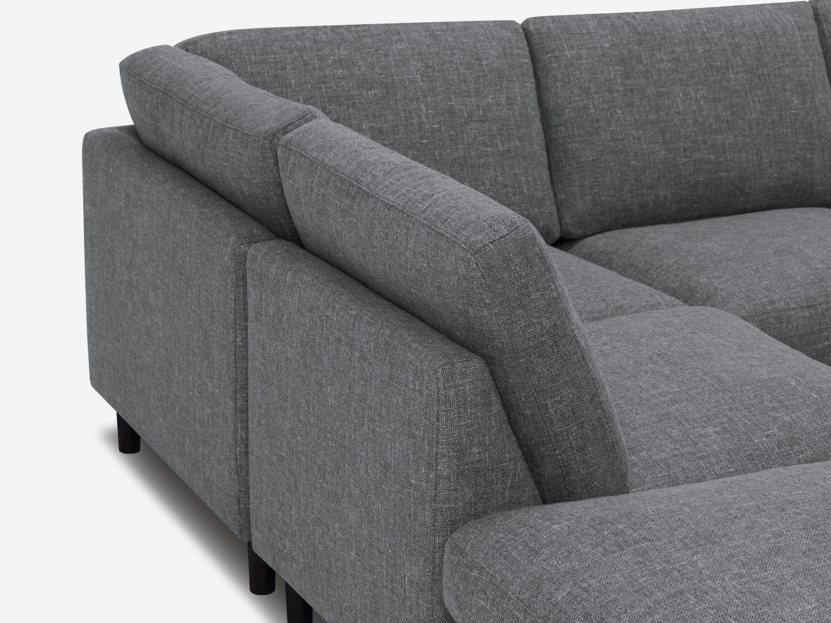 Greta Stone (Discontinued) with Black Ash Legs - Left Hand Facing Backless Chaise