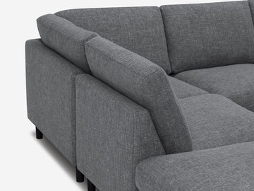 Greta Stone (Discontinued) with Black Ash Legs - Left Hand Facing Backless Chaise