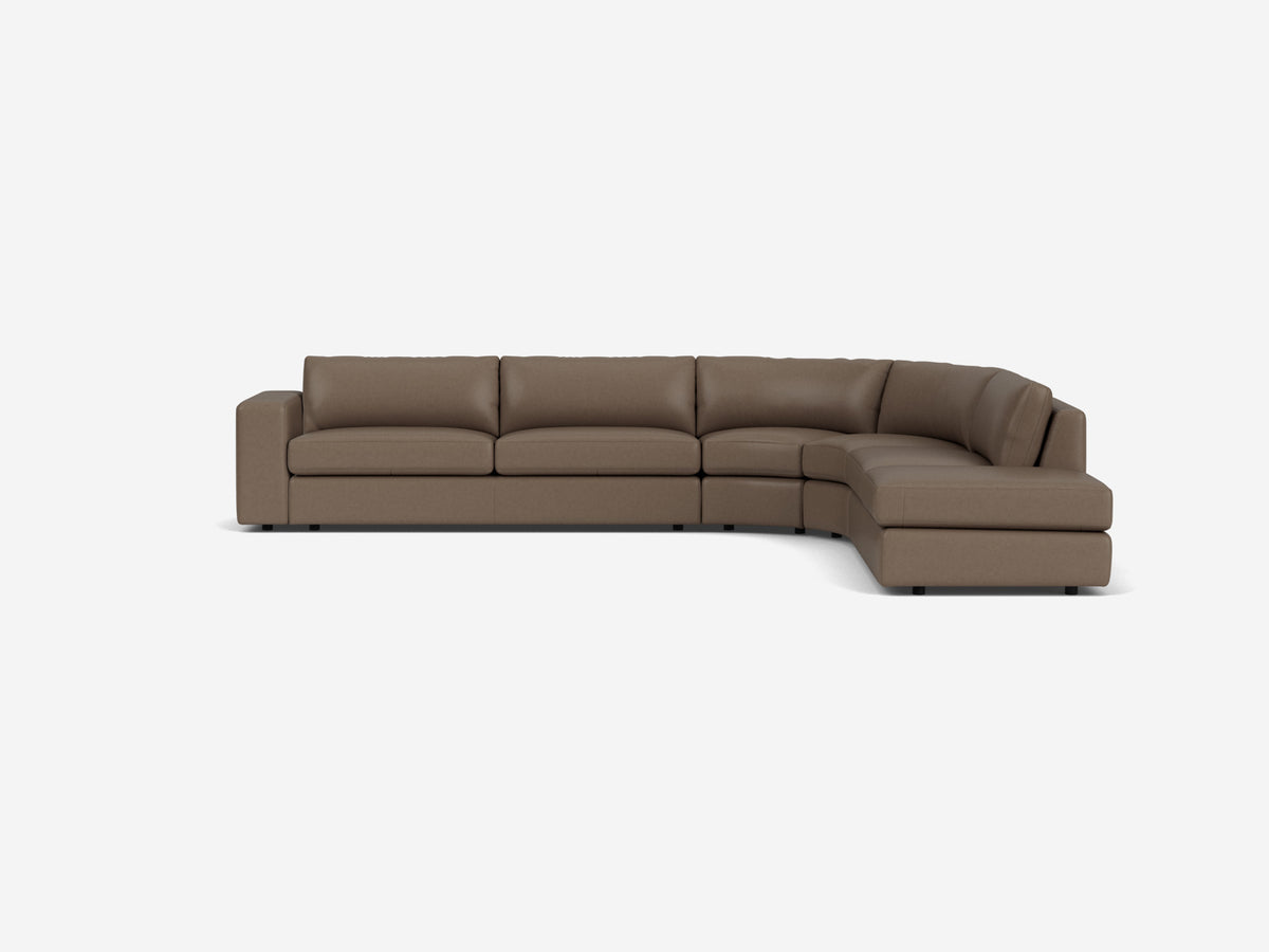 Classic Sable Leather - Shallow - Right Hand Facing Backless Chaise