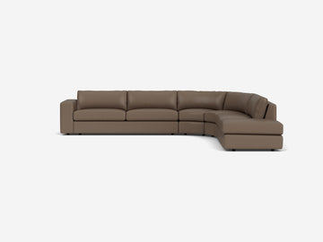 Classic Sable Leather - Shallow - Right Hand Facing Backless Chaise