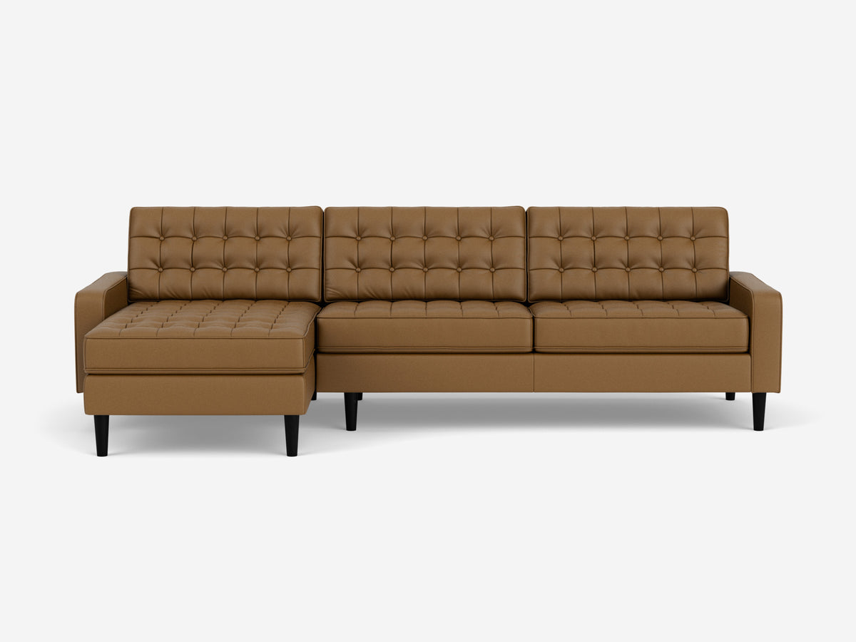 Rein Toast with Black Ash Legs - Left Hand Facing Grand Chaise - Low Arm Height