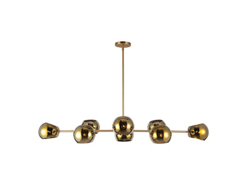 Willow Linear Pendant – Brushed Gold/Copper Glass